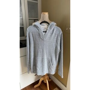 Faherty Brand Mens Herringbone Knit Hoodie Light Blue White MKC0027-WWT Size L